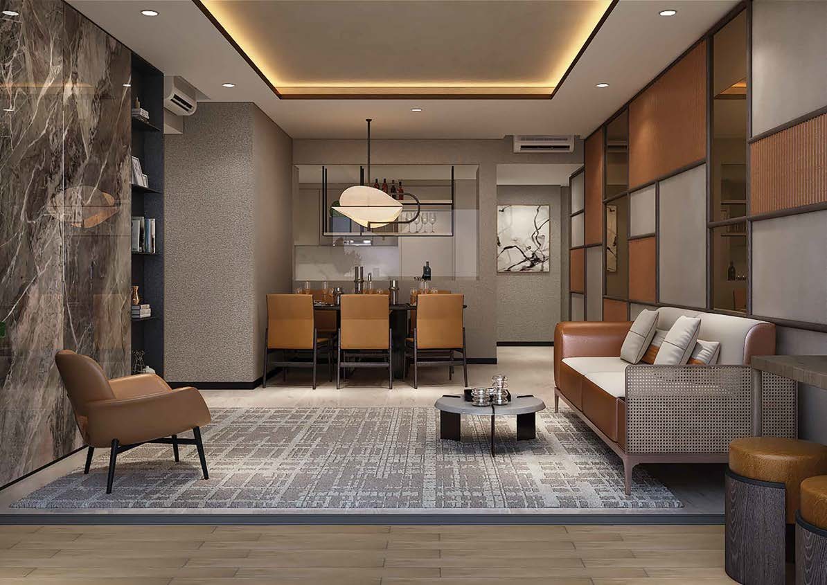 Artist's impression of a living and dining room