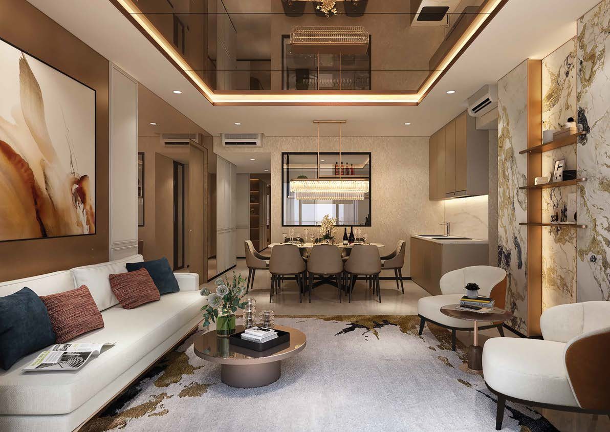 Artist's impression of a living and dining room